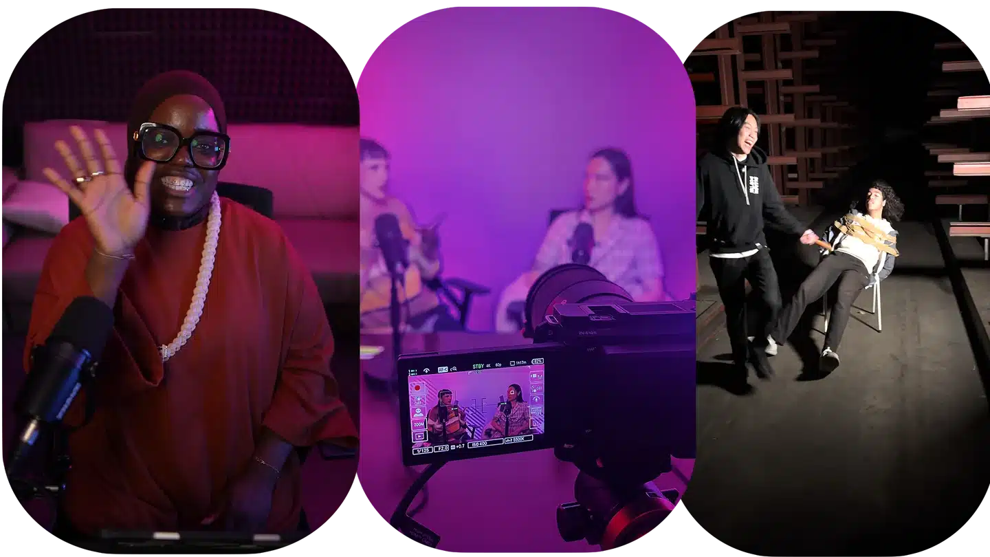 Créatrices et créateurs au micro et sur un tournage chez Kumo